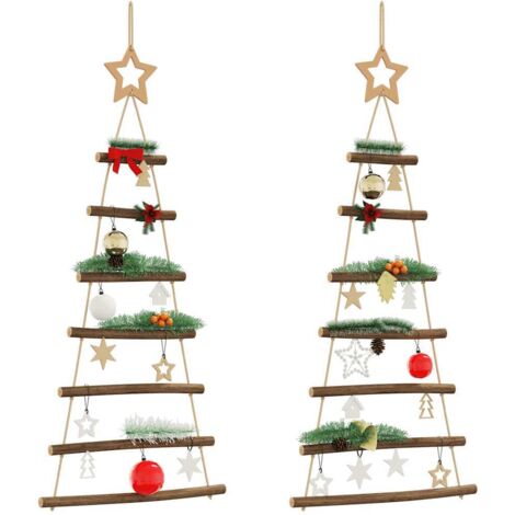 Hängende Weihnachtsbäume mit Spitzensternen 2 Stk. 42x90 cm Naturzweig vidaXL (1/5)