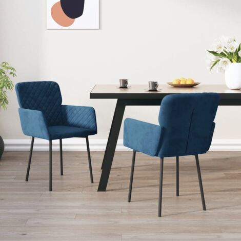 Esszimmerstühle 2 Stk. Blau Samt vidaXL (1/5)