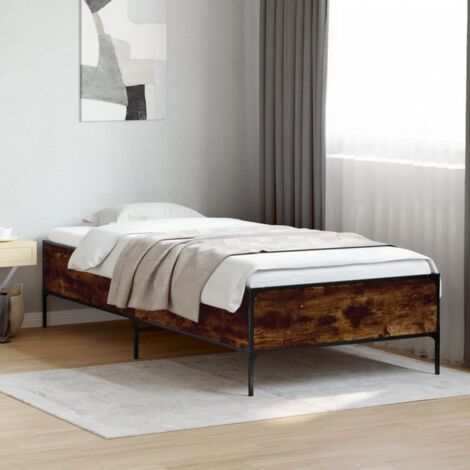 Bettgestell Räuchereiche 90x190 cm Holzwerkstoff und Metall vidaXL (1/5)