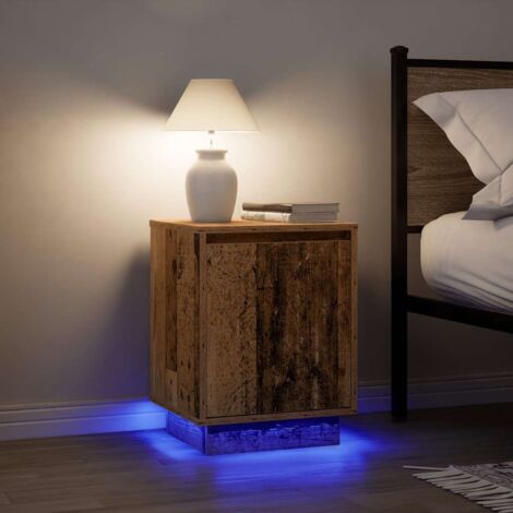 Nachttische mit LED-Leuchten 2 Stk. Altholz-Optik 38x34x50 cm vidaXL (1/5)