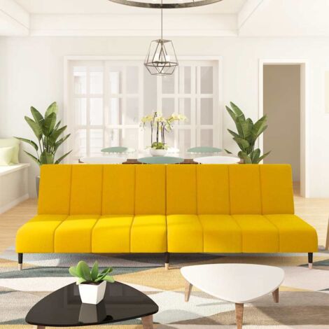 Schlafsofa 2-Sitzer Gelb Samt vidaXL