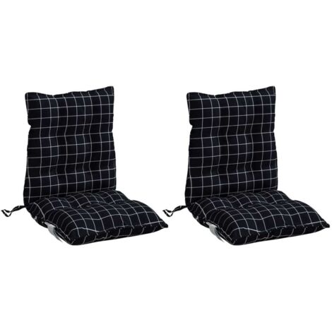 Niedriglehner-Auflagen 2 Stk. Schwarz Karomuster Oxford-Gewebe vidaXL