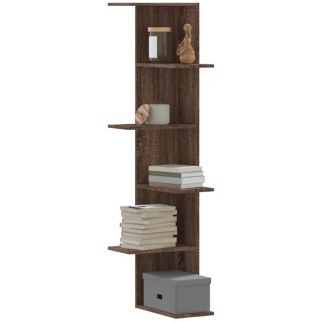vidaXL Wall Corner Shelf Brown Oak 36,5x36,5x140 cm Engineered Wood (1/5)