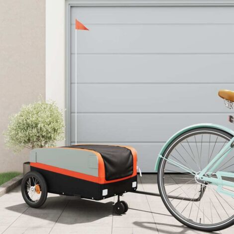 vidaXL Bike Trailer Black and Orange 30 kg Iron (1/5)