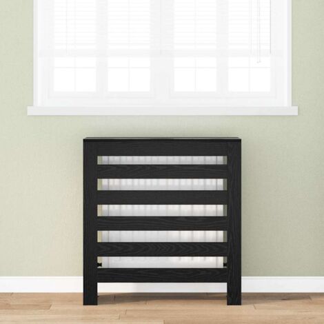 vidaXL  Radiator Cover  Black Oak 78 x 20 x 82 cm Engineered Wood