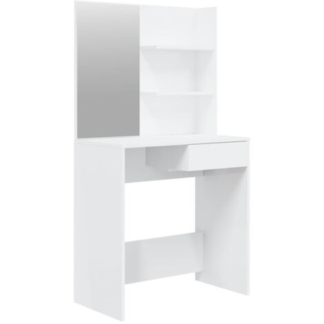 Kosmetiktisch mit Spiegel Weiß glänzend 74,5x40x141 cm