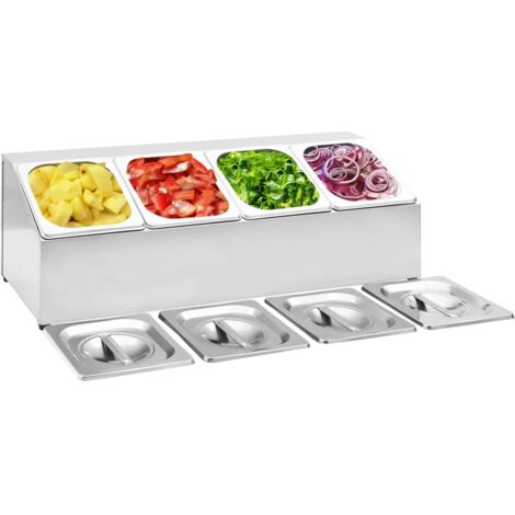 vidaXL Gastronorm-Ständer mit 4 GN 1/6 Behältern Edelstahl