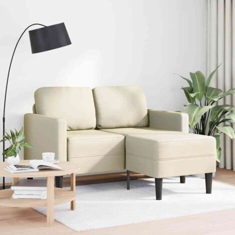 2-Sitzer-Sofa mit Chaiselongue L-Form Creme 125 cm Kunstleder vidaXL