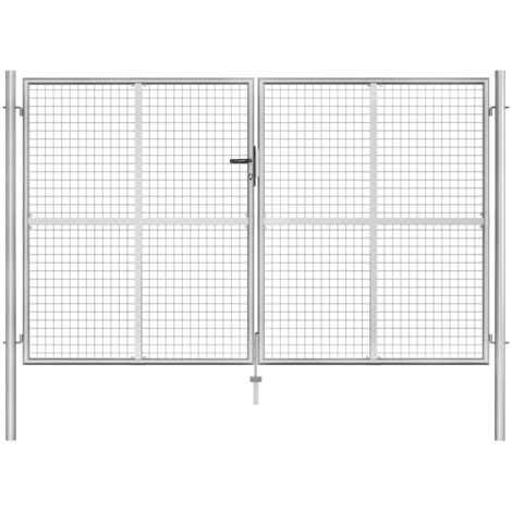 Gartentor Verzinkter Stahl 306 x 200 cm Silbern vidaXL