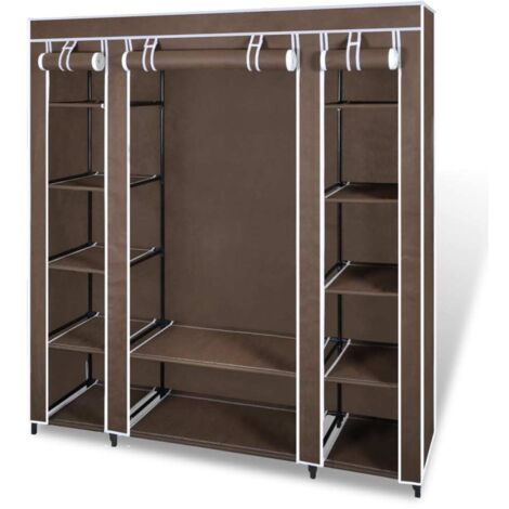 vidaXL Fabric Wardrobe with Compartments and Rods 45x150x176 cm Brown