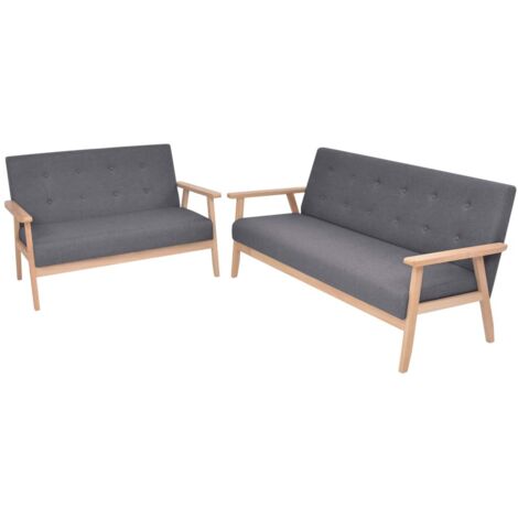 vidaXL Sofa-Set 2-tlg. Stoff Dunkelgrau