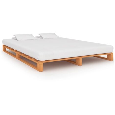vidaXL Palettenbettrahmen braun lackiert 140x200 cm massivem Kiefernholz