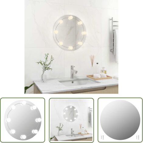 vidaXL Wandspiegel mit LED-Beleuchtung Rund Glas