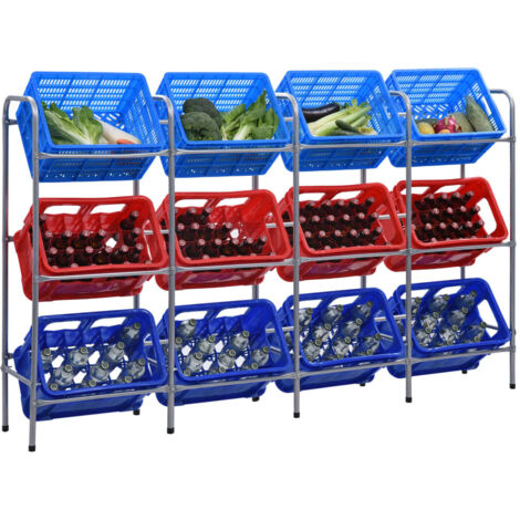 Kistenregal für 12 Kisten Silbern 190x33x116 cm Stahl vidaXL