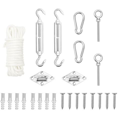 9-tlg. Sonnensegel Zubehör-Set Edelstahl vidaXL993302