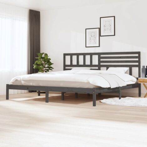 Massivholzbett Grau Kiefer 200x200 cm vidaXL (1/5)