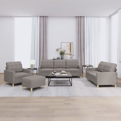 4-tlg. Sofagarnitur mit Kissen Taupe Stoff vidaXL