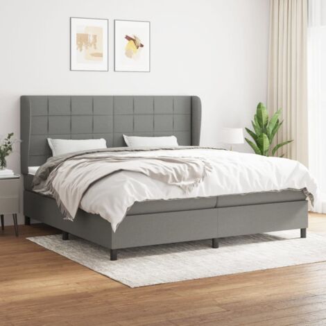 Boxspringbett mit Matratze Dunkelgrau 200x200 cm Stoff vidaXL (1/5)
