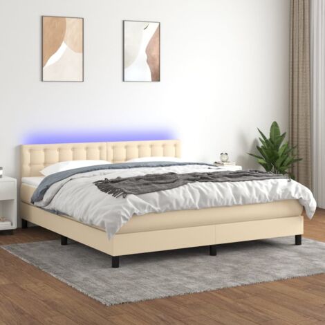 Boxspringbett mit Matratze & LED Creme 160x200 cm Stoff vidaXL (1/5)