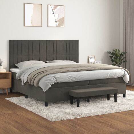 Boxspringbett mit Matratze Dunkelgrau 200x200 cm Samt vidaXL (1/5)
