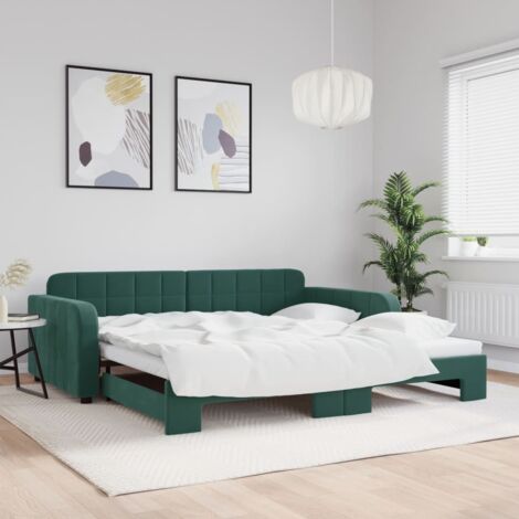 Tagesbett Ausziehbar Dunkelgrün 100x200 cm Samt vidaXL