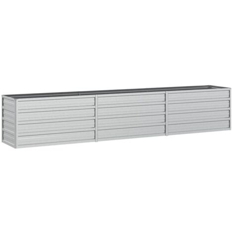 vidaXL Garden Raised Bed 240x40x45 cm Galvanized Steel Silver
