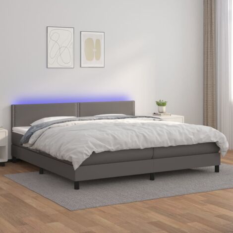 Boxspringbett mit Matratze & LED Grau 200x200 cm Kunstleder vidaXL (1/5)
