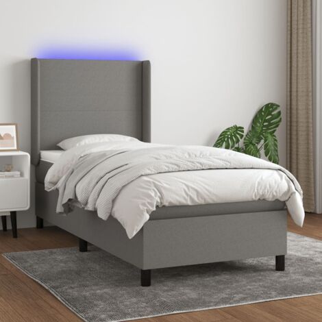 Boxspringbett mit Matratze & LED Dunkelgrau 90x200 cm Stoff vidaXL (1/5)
