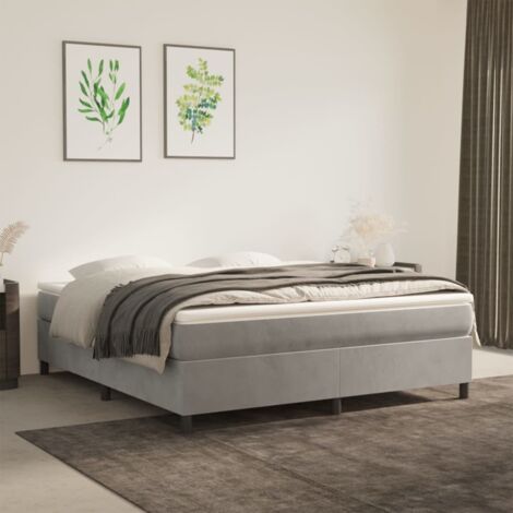 Bettgestell mit Lattenrost und Matratze Grau Hell 160x200cm Samt