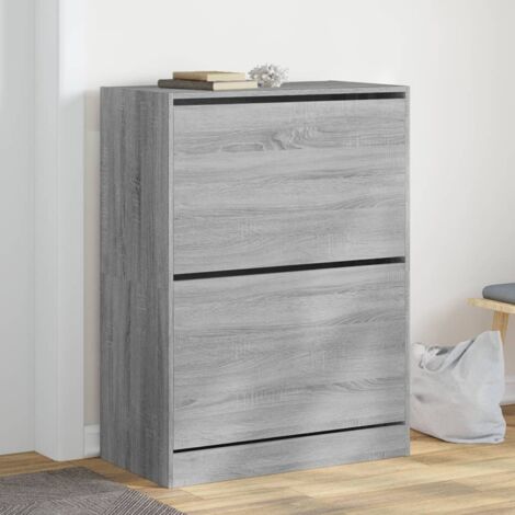 vidaXL Schuhschrank mit 2 klappbaren Schubladen Sonoma Grau