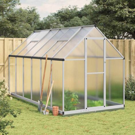 Gewächshaus mit Fundamentrahmen Silber 334x169x202cm Aluminimum vidaXL