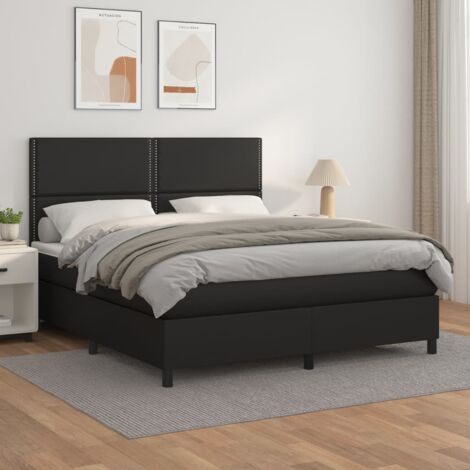 Boxspringbett mit Matratze Schwarz 180x200 cm Kunstleder vidaXL (1/5)