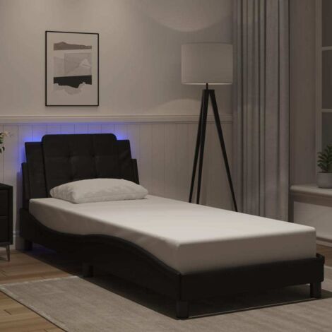 Bettgestell mit LED Schwarz 90x200 cm Kunstleder vidaXL186445 (1/5)