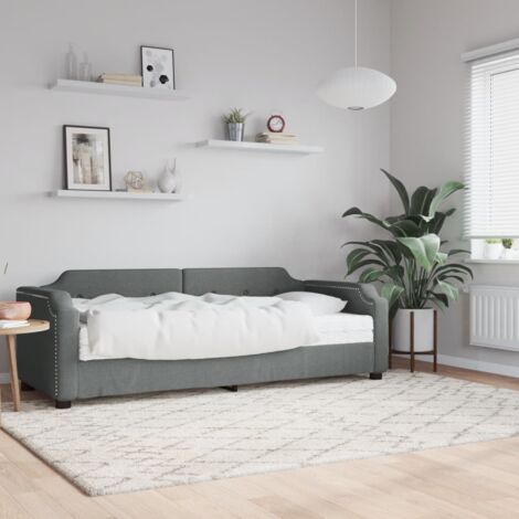 Tagesbett mit Matratze Dunkelgrau 90x190 cm Stoff vidaXL