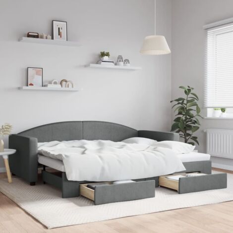 Tagesbett Ausziehbar mit Schubladen Dunkelgrau 90x200 cm Stoff vidaXL (1/5)