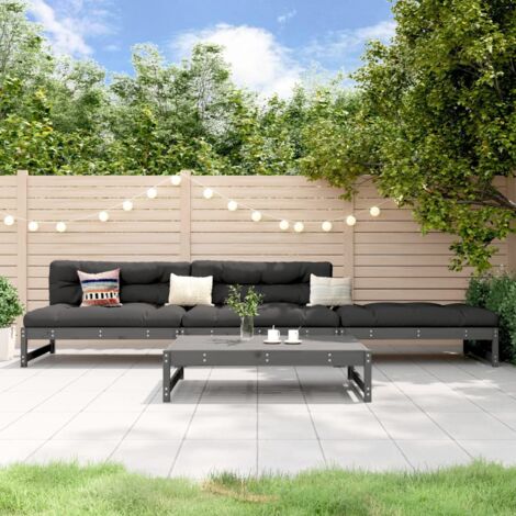 Gartenmöbelset 4-teilig grau aus massivem Kiefernholz