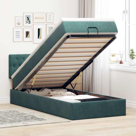 Ottoman-Bett mit Matratze Dunkelgrün 80x200 cm Samt vidaXL (1/5)