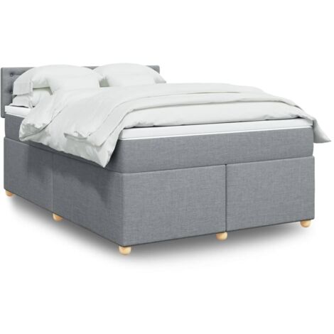 Boxspringbett mit Matratze Hellgrau 140x190 cm Stoff vidaXL
