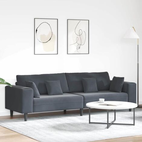 Samt Sofa mit Kissen Dunkelgrau 208 cm Samt vidaXL
