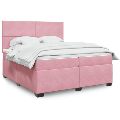 vidaXL Bettgestell mit Lattenrost und Matratze Rosa 200x200 cm Velours