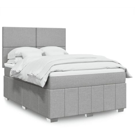 Boxspringbett mit Matratze Hellgrau 140x200 cm Stoff vidaXL (1/5)
