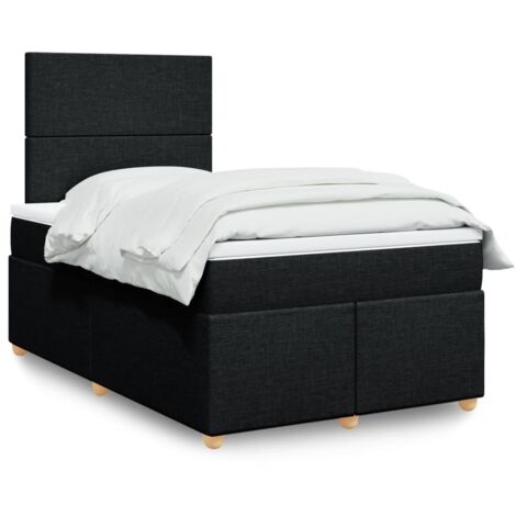 vidaXL Lattenrostbett mit Matratze schwarz 120x190 cm Stoff