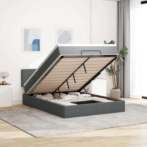 Ottomane Bett mit Matratze & LEDs Dunkelgrau 140x200 cm Stoff vidaXL (1/5)