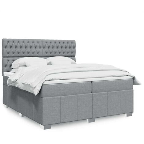 Boxspringbett mit Matratze Hellgrau 200x200 cm Stoff vidaXL (1/5)