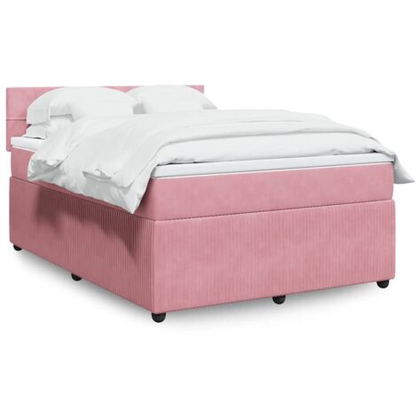 vidaXL Lattenrost-Bett mit Matratze Rosa 160x200 cm Velours