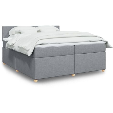 Boxspringbett mit Matratze Hellgrau 200x200 cm Stoff vidaXL (1/5)