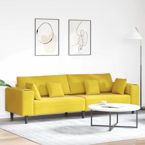 Samt Sofa mit Kissen Gelb 210 cm Samt vidaXL