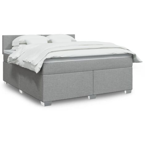 vidaXL Lattenrost-Bett mit Matratze Hellgrau 180x200cm Stoff