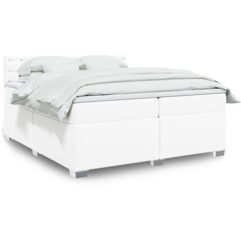 vidaXL Lattenrostbett mit Matratze Weiß 200x200cm Kunstleder