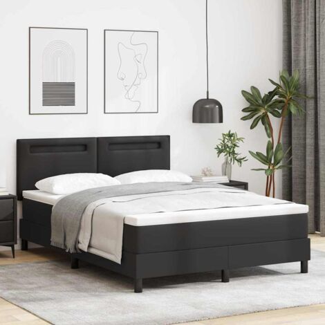 Bettgestell mit Matratze Schwarz 140 x 190 cm Kunstleder vidaXL